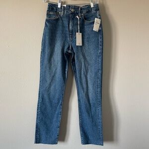 Good American Good Classic Raw Hem Jeans Blue 940 Women's Size 6/28 NWT